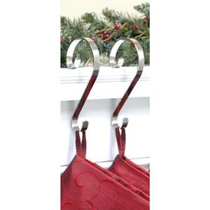 Stocking Scrolls Stocking Holders, Silver (2-Pack)