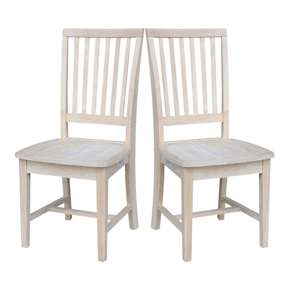 Classic Unfinished Solid Parawood High Slat Side Chair, Set of 2