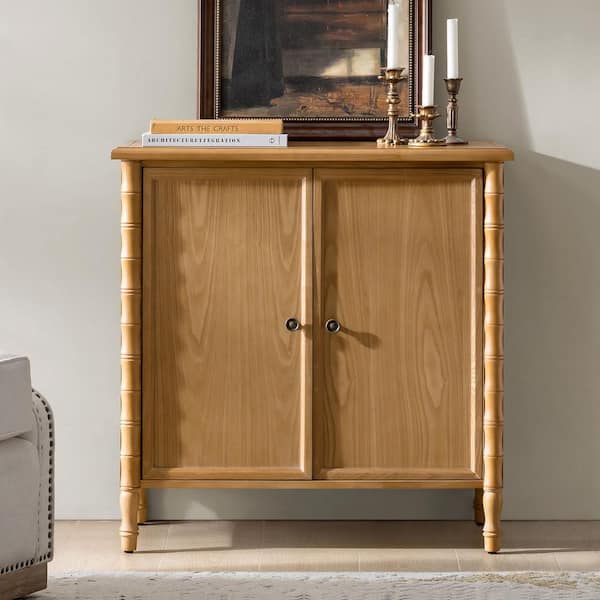 Fay Oak Transitional 32.2 in. 2-Door Cabinet with Cable Management