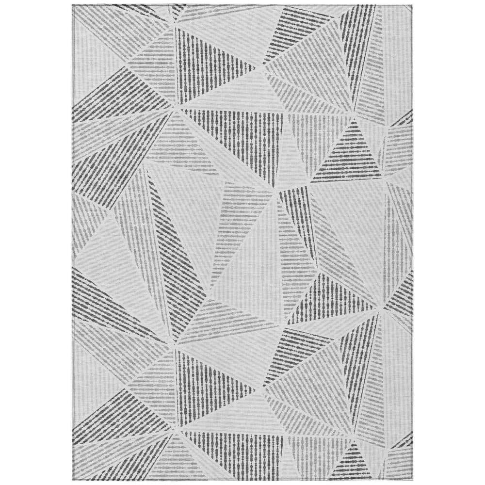 Gray, Charcoal, Silver 10 ft. x 14 ft. Woven Geometric Polyester Rectangle Indoor/Outdoor Area Rug price history on PriceWatchPro