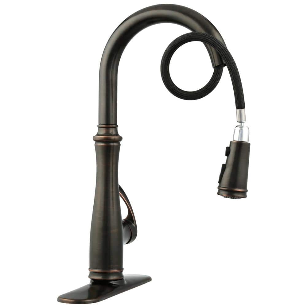 Oil-Rubbed Bronze Pull-Down Kitchen Faucet with Spray