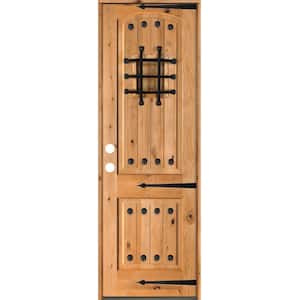 30 in. x 96 in. Mediterranean Knotty Alder Arch Top Clear Stain Right-Hand Inswing Wood Single Prehung Front Door