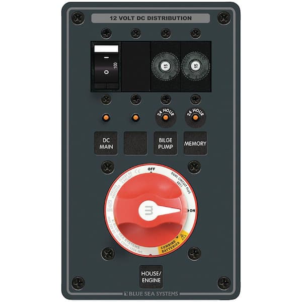 Blue Sea Systems Traditional Metal Dual Bank Battery Management Panel, 4 Positions