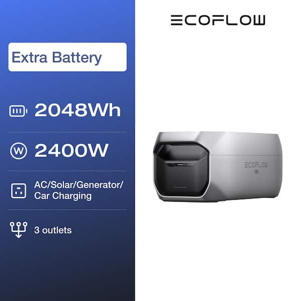 EcoFlow 3000W DELTA 3 Max Plus Smart Extra Battery 2048Wh, Push