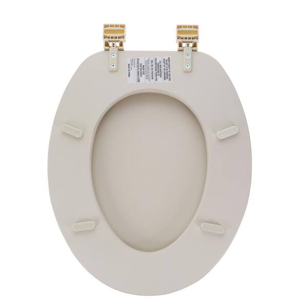 Champagne Ivory Ginsey Round Closed Front Soft Toilet Seat W/ Plastic Hinges 