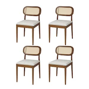 Laurente Acorn Modern Ratten Dining Chair with Removable Cushion (Set of 4)