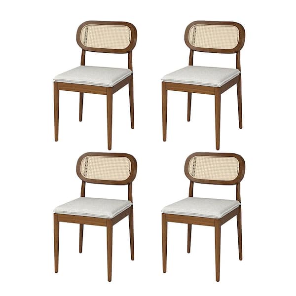 JAYDEN CREATION Laurente Acorn Modern Rattan Dining Chair with Removable Cushion (Set of 4)