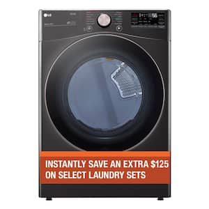 7.4 Cu. Ft. Vented SMART Stackable Gas Dryer in Black Steel with TurboSteam and Sensor Dry Technology