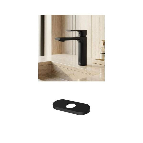 Davidson Single Handle Faucet and 5.5 in. Deck Plate Bathroom Combo in Matte Black