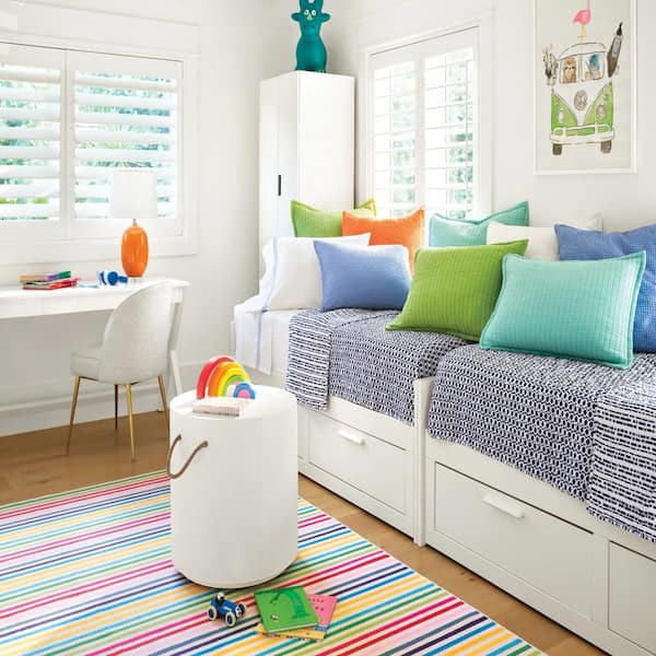 Rainbow Stripe Machine Washable Multi 5 ft. x 8 ft. Indoor Area Rug