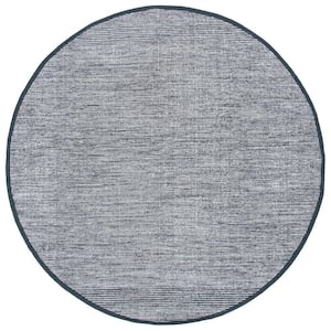 Montauk Charcoal/Black 6 ft. x 6 ft. Solid Color Border Round Area Rug