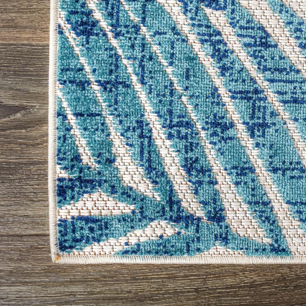 Cream and Orange Synthetic Flat Woven Square Area Rug