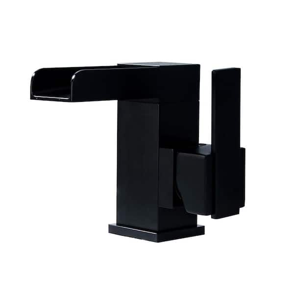 Boyel Living Single Hole 1-Handle Waterfall Bathroom Faucet in Black