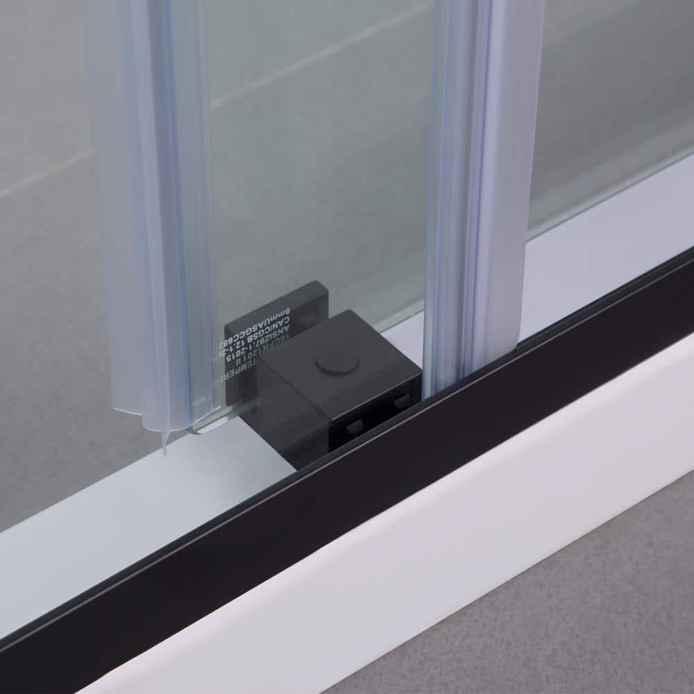 Spezia 60" Matte Black Frameless Sliding Shower Door with Clear Glass