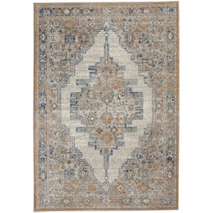 Concerto Grey/Light Blue 5 ft. x 7 ft. Bordered Traditional Area Rug