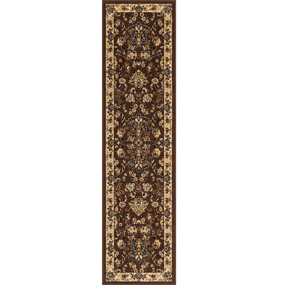 Brown 2 ft. 2 in. x 8 ft. 2 in. Traditional Classic Design Area Rug