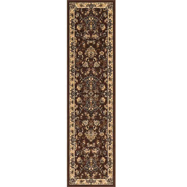 Unbranded Brown 2 ft. 2 in. x 8 ft. 2 in. Traditional Classic Design Area Rug