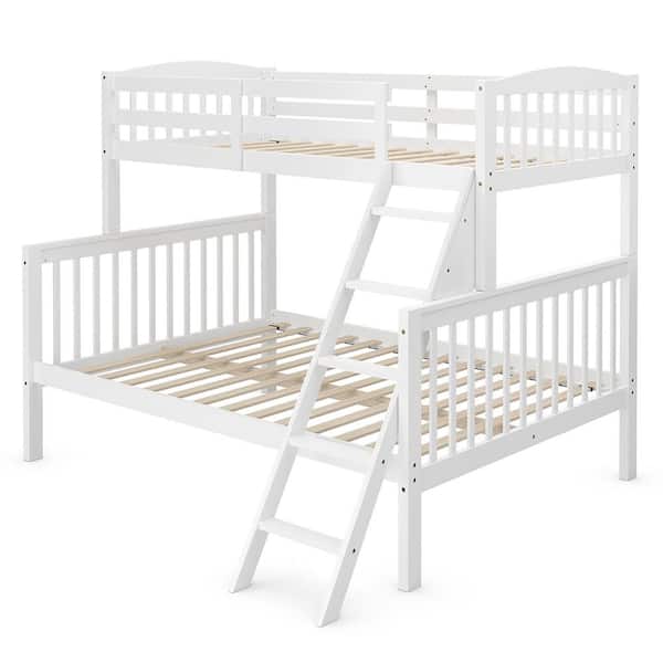 Costway White Convertible with Ladder Bunk Beds