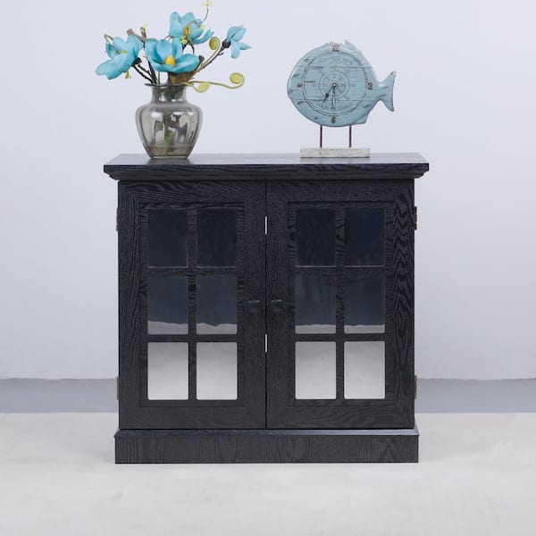 Kristen Black MDF 30.75 in. W Buffet Storage Sideboard with Doors, Adjustable Shelves, Handles