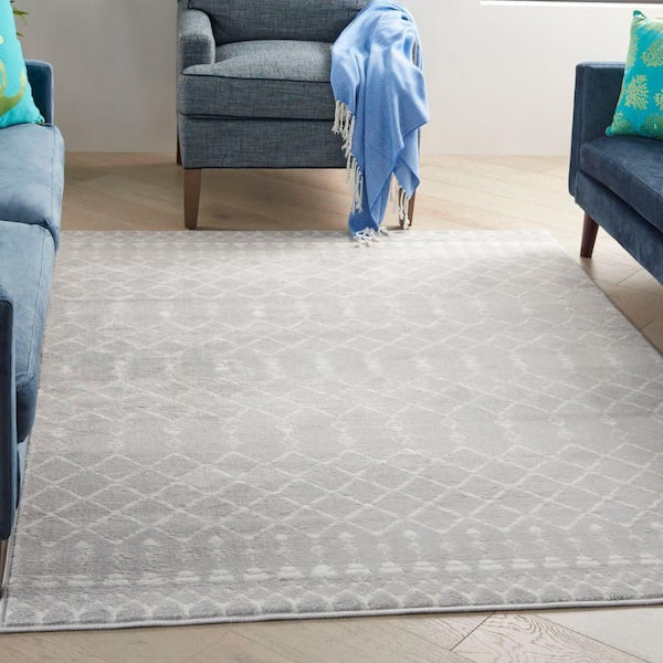 Whimsicle Grey 5 ft. x 7 ft. Geometric Bohemian Area Rug