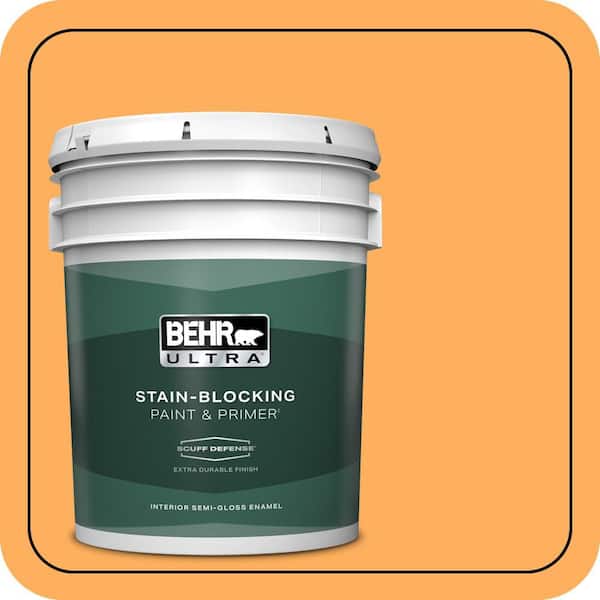 BEHR ULTRA 5 gal. #280B-5 Vintage Orange Extra Durable Semi-Gloss Enamel Interior Paint & Primer