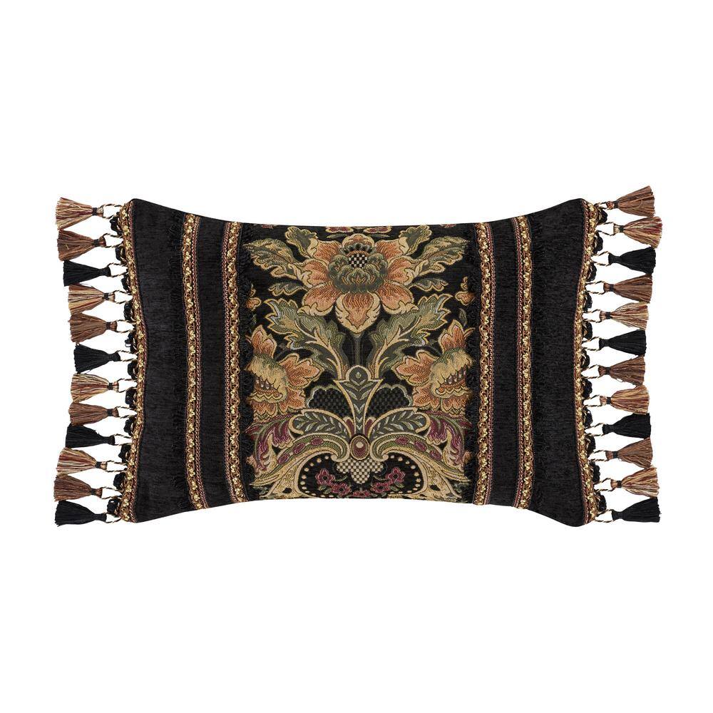 Tiffany Polyester Black Boudoir Decorative Throw Pillow 15 in. X 22 in.