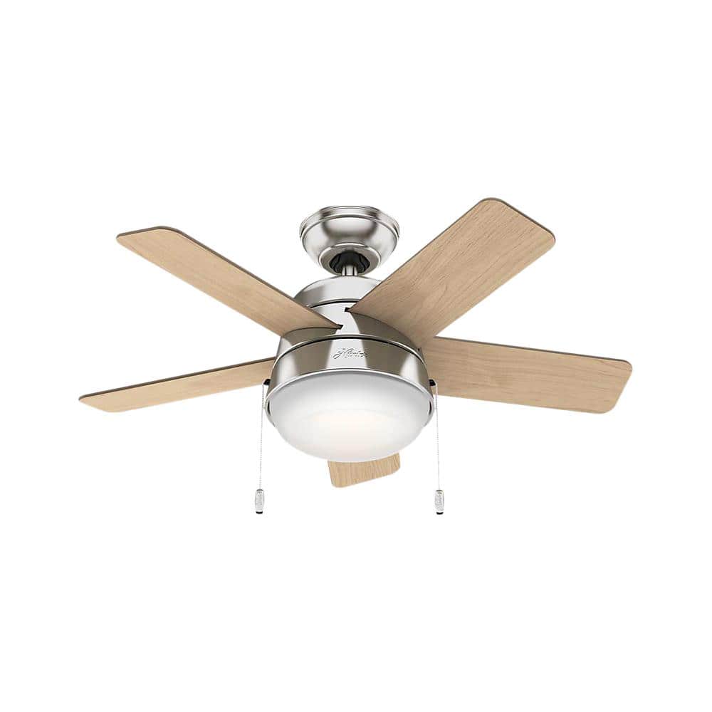 Hunter Tarrant 36 In Led Indoor Brushed Nickel Ceiling Fan 59304 The Home Depot