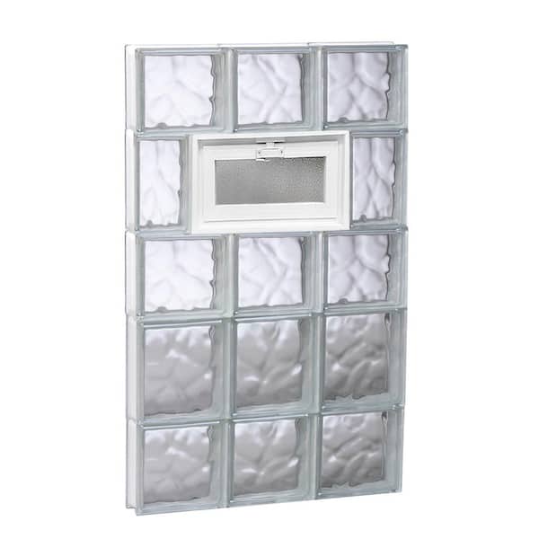 Clearly Secure 17.25 in. x 32.75 in. x 3.125 in. Frameless Wave Pattern Vented Glass Block Window