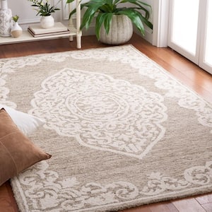 Abstract Beige/Ivory Doormat 3 ft. x 5 ft. Modern Transitional Area Rug