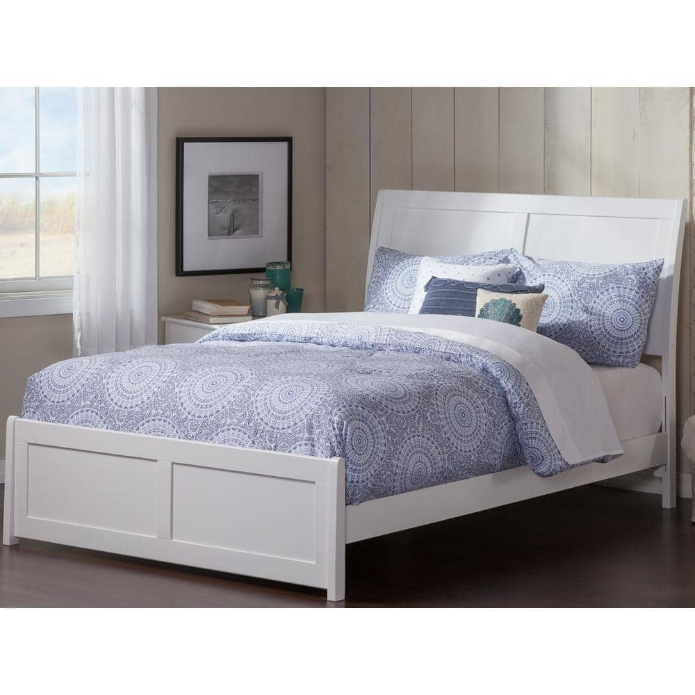 AFI Portland White Full Solid Wood Frame Low Profile Platform Bed with ...