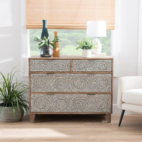 Linon Home Decor Cora 42 in. L in. Rustic Brown Rectangle Wood Top 