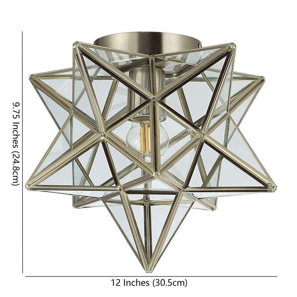 Stella 12" Nickel Bronze Moravian Star LED Flush Mount