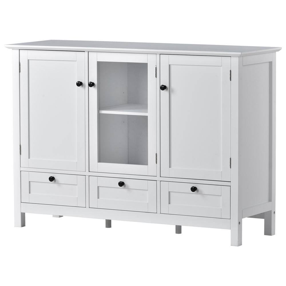 44.9 in. W x 14.8 in. D x 31.1 in. H White Linen Cabinet with Acrylic Door 