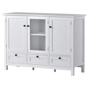44.9 in. W x 14.8 in. D x 31.1 in. H White Linen Cabinet with Acrylic Door and Adjustable Shelves