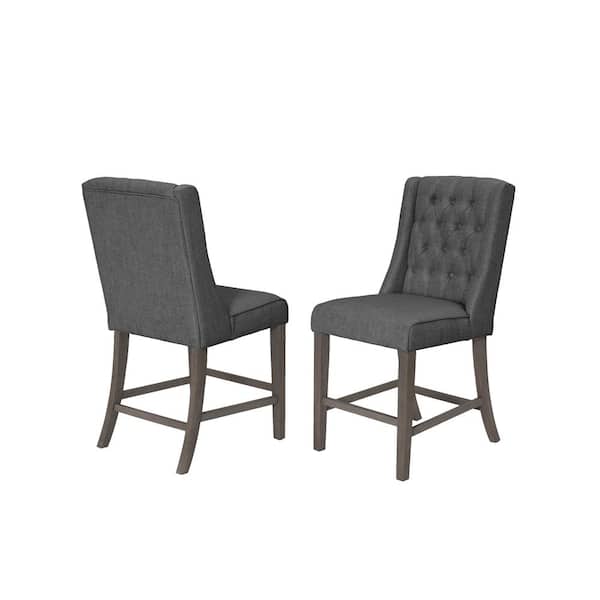 Best Quality Furniture Fabiola 26 in. Gray Linen Fabric 2-Piece Chair