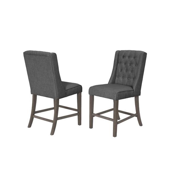 Best Quality Furniture Fabiola 26 in. Gray Linen Fabric 2Piece Chair D28CHC The Home Depot