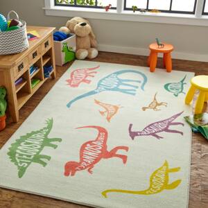 Dinosaurs Multi 5 ft. x 8 ft. Contemporary Area Rug