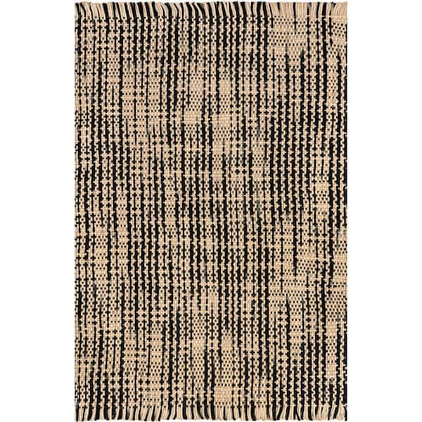 nuLOOM Josilyn Striped Jute Tasseled Area Rug Natural 5 ft. x 8 ft. Area Rug