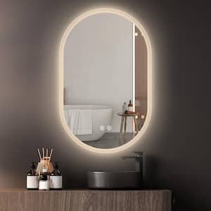 24 in. W x 36 in. H Large Oval Frameless Backlit Wall Mounted Dimmable Anti-Fog LED Bathroom Vanity Mirror in Sliver
