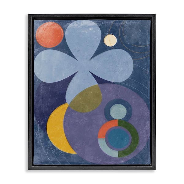 Stupell Industries Blue Retro Curved Shapes by Victoria Barnes Black Floater Frame Abstract Graphic Art Print 21 in. x 17 in.