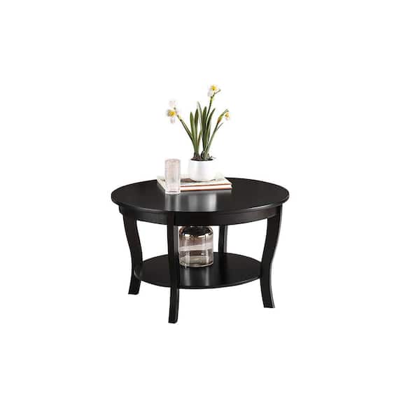 Black Medium Round Wood Coffee Table, American Heritage Round Coffee Table