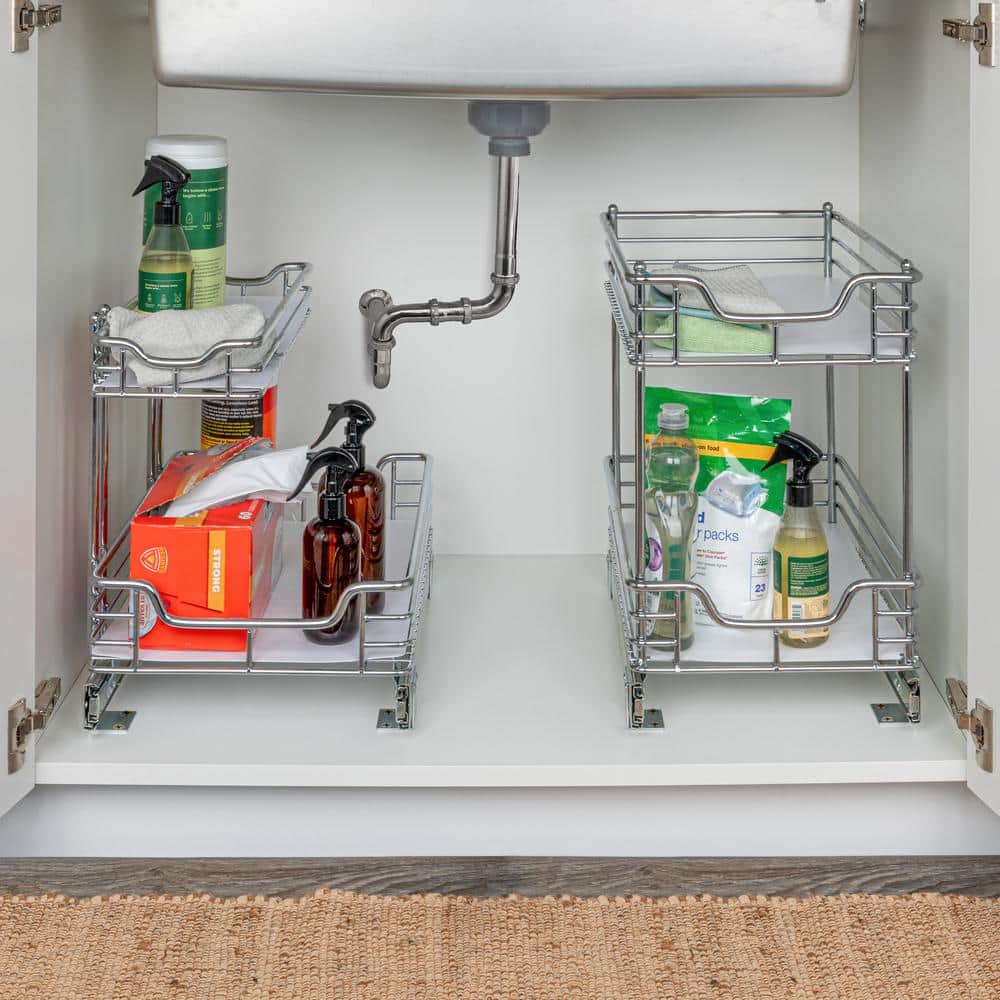 Chrome-Plated Steel 2-Tier Pull-Out Under Sink Organizer
