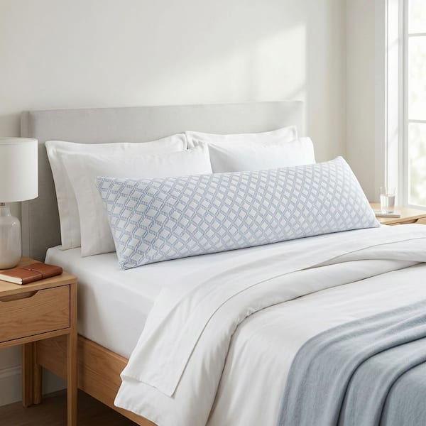 White Hypoallergenic Memory Foam Body Pillow with Removable Cooling Relief Cover