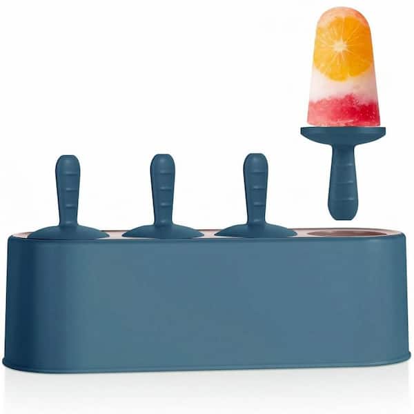 Popsicle Mold Set with Easy Release Silicone Non-Stick Design, Built-In Drip Tray, Secure Sticks, 4 Piece