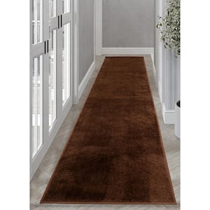 Solid Euro Brown 31 in. x 20 ft. Your Choice Length Stair Runner Rug