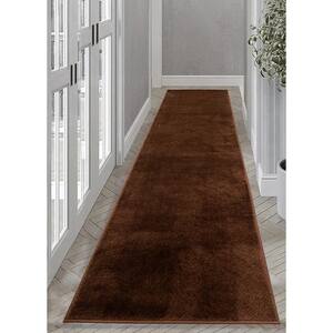 Solid Euro Brown 36 in. x 25 ft. Your Choice Length Stair Runner Rug