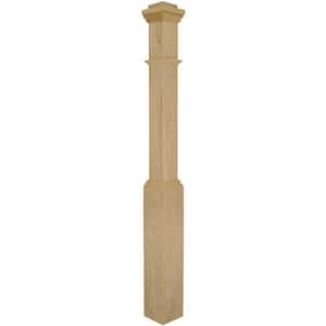 Stair Parts 4090 55 in. x 5 in. Unifinished Poplar Adjustable Base Box Newel Post for Stair Remodel