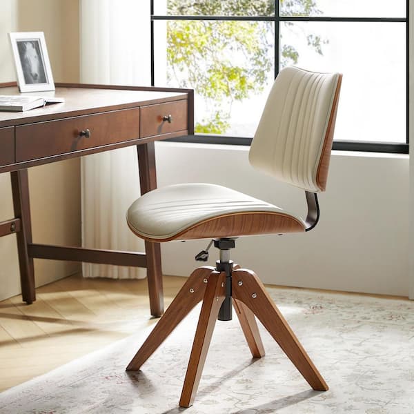 JAYDEN CREATION Leo Faux Leather Curved Wood Frame Adjustable