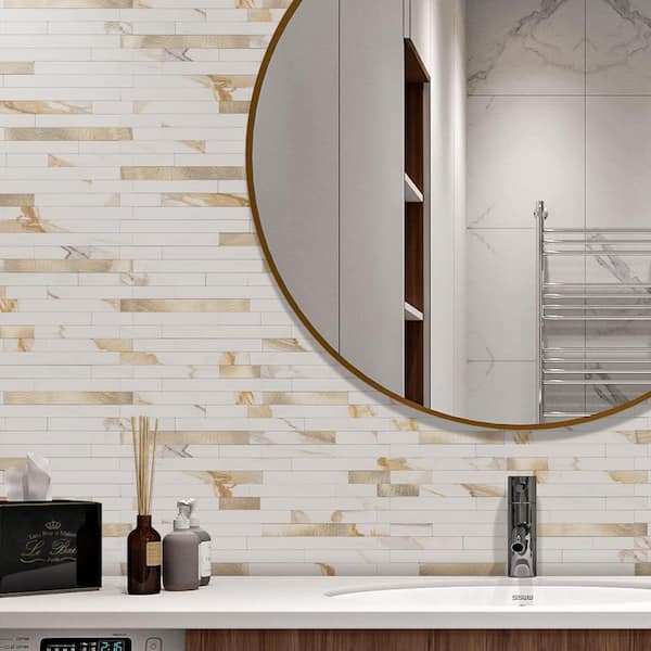 Calacatta Gold 20 in. x 30 in. PVC Peel and Stick Backsplash Tile with Enhanced Adhesive Strength, 20-Pack