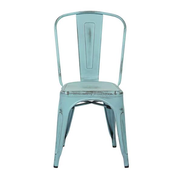OSP Home Furnishings Bristow Antique Sky Blue Metal Side Chair (Set of 4)